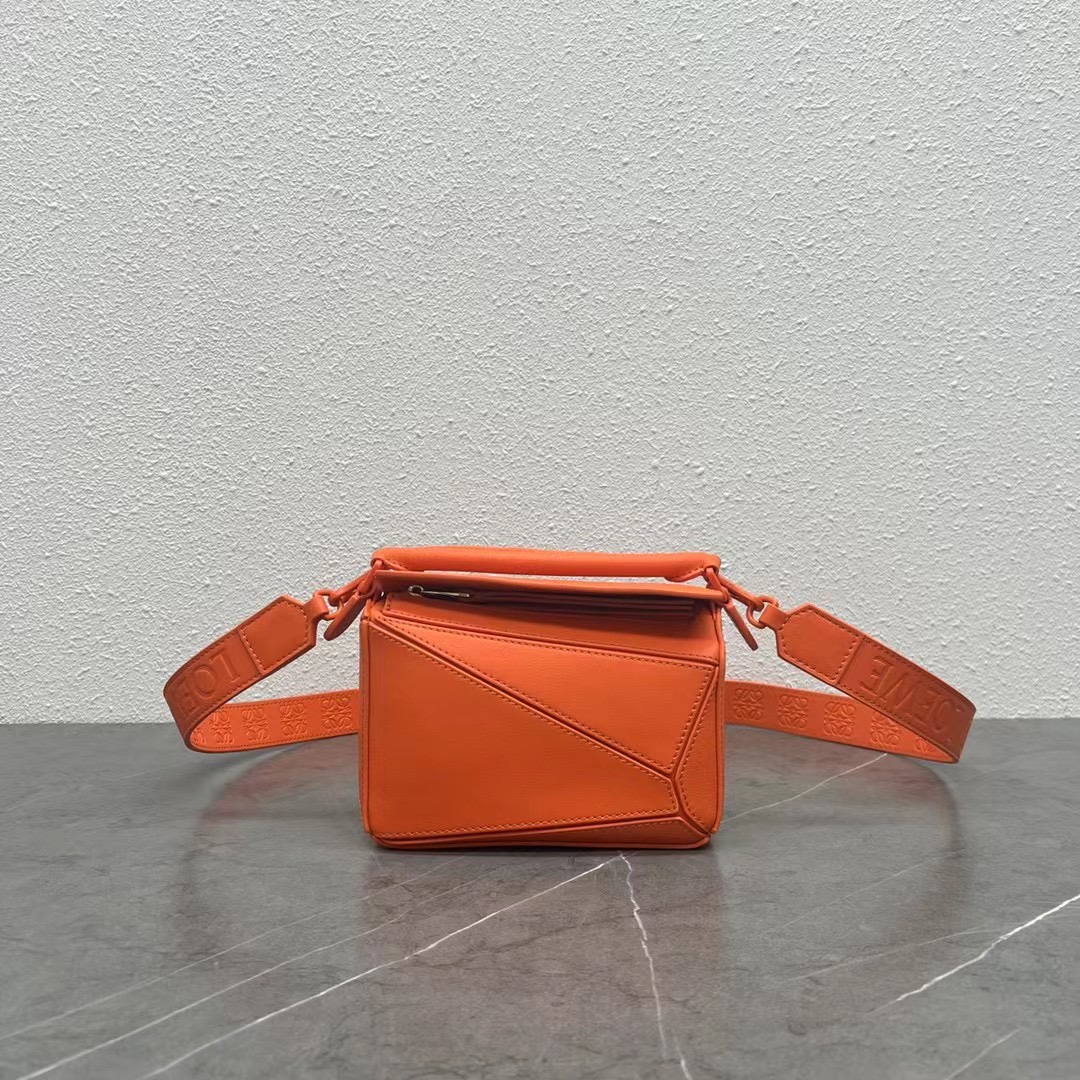 Loewe Mini Puzzle Bag in Classic Calfskin Orange